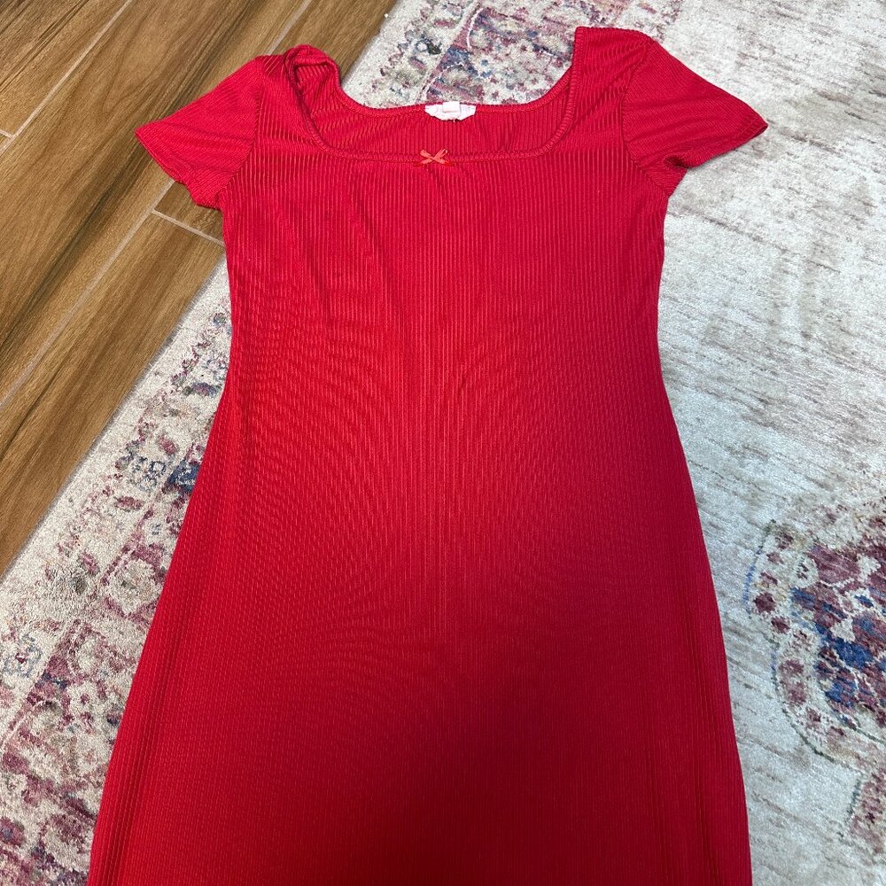 See You Monday Kids Girls Short Sleeve Red Dress Size Large